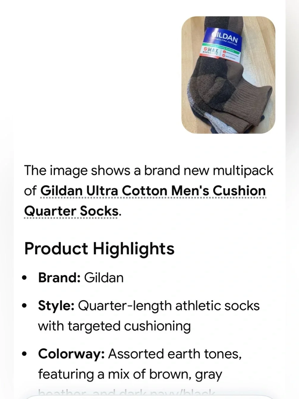 #3263**Gildan Men's Cushion Quarter Socks - Brown & Gray (3-Pack)